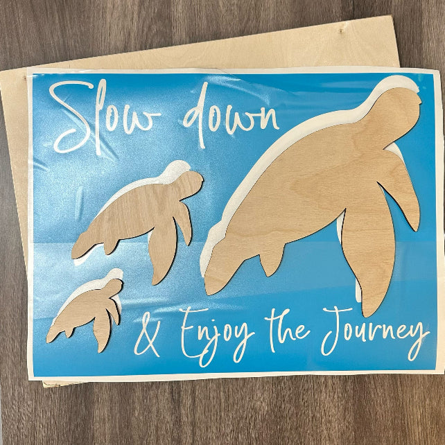Slow Down and Enjoy The Journey Turtle Trio Mixed Media Signature P013804