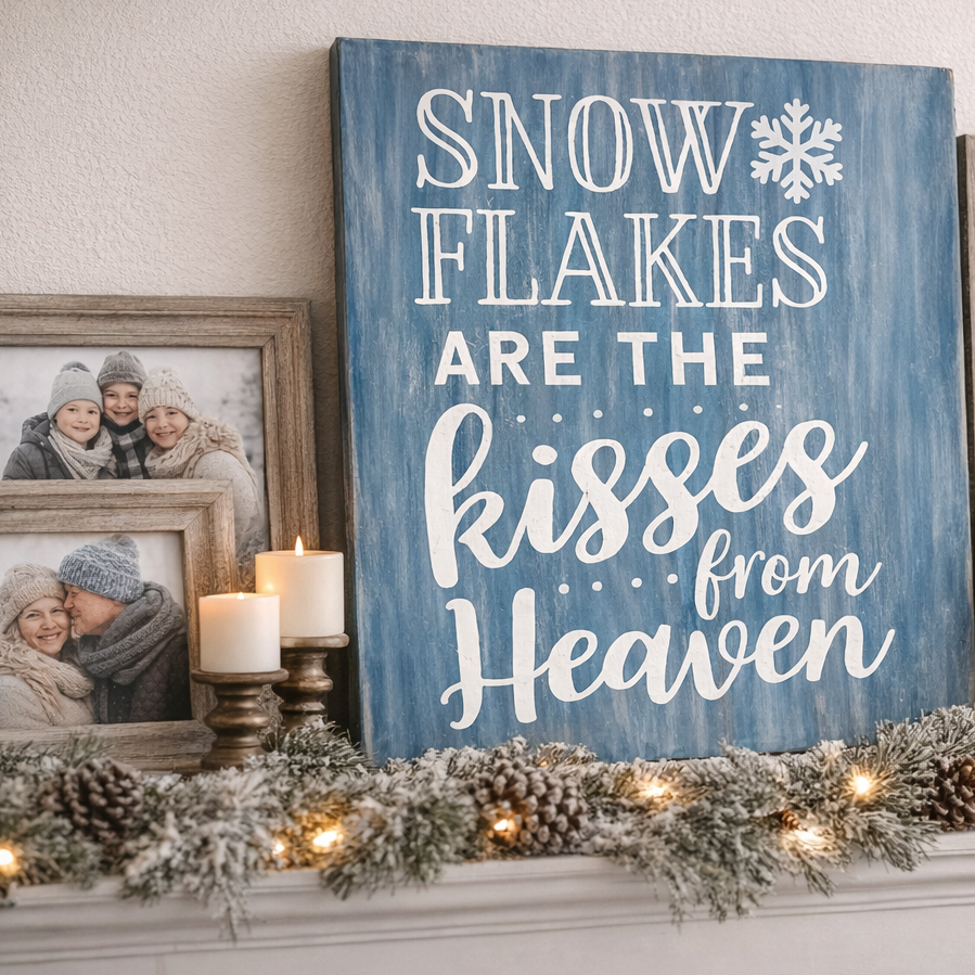 Snowflakes are Kisses from Heaven Sign perfect for Winter Decor to remember loved ones. 