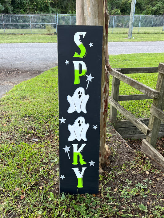 Spooky with 3D Ghosts Porch Sign Design P02987