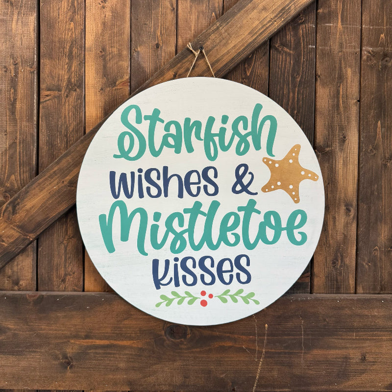 Starfish and Mistletoe STENCILED DOOR HANGER - G187