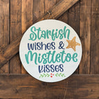 Starfish and Mistletoe STENCILED DOOR HANGER - G187
