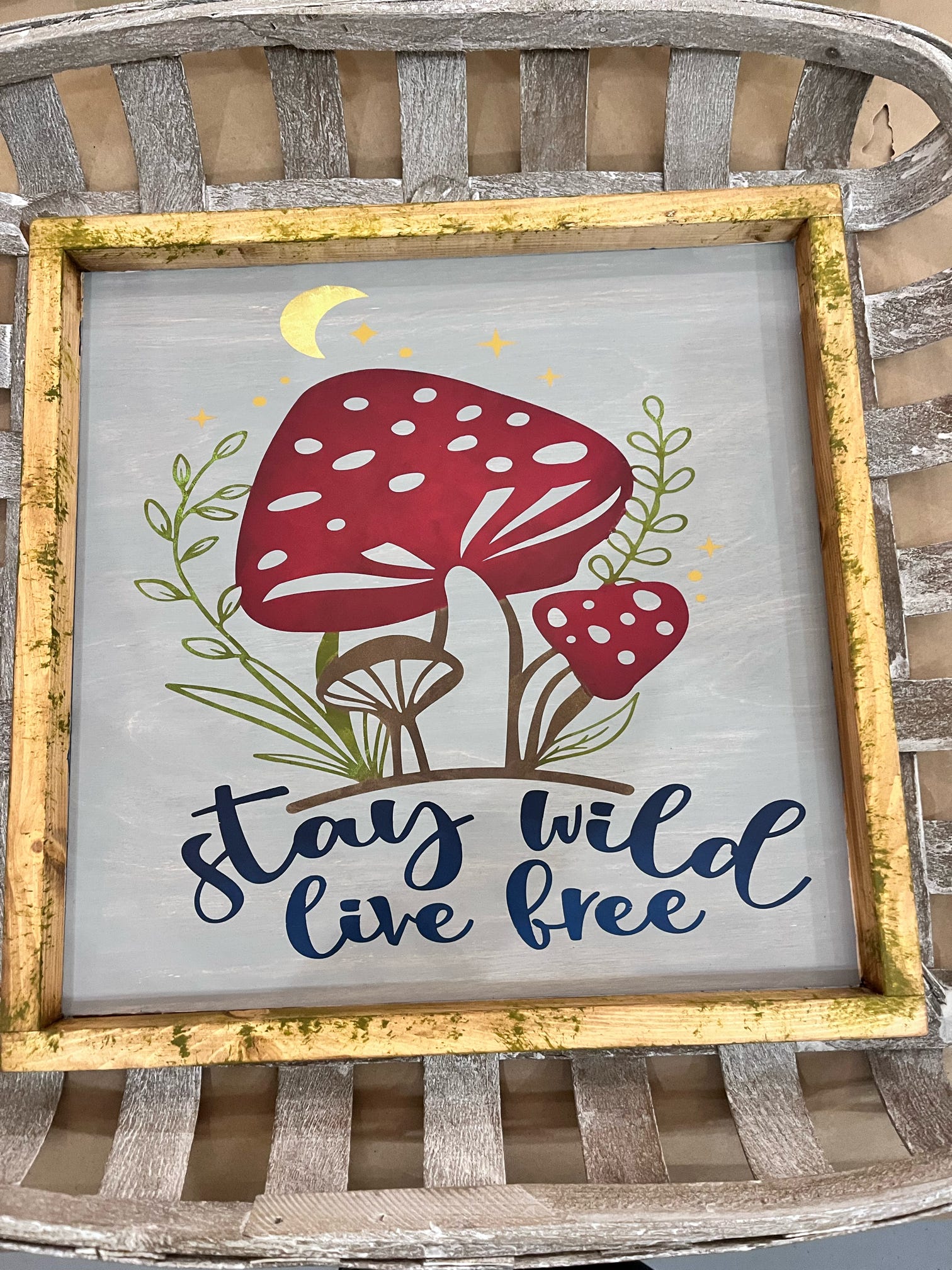 Stay Wild and Free Mushroom Square Design P03776
