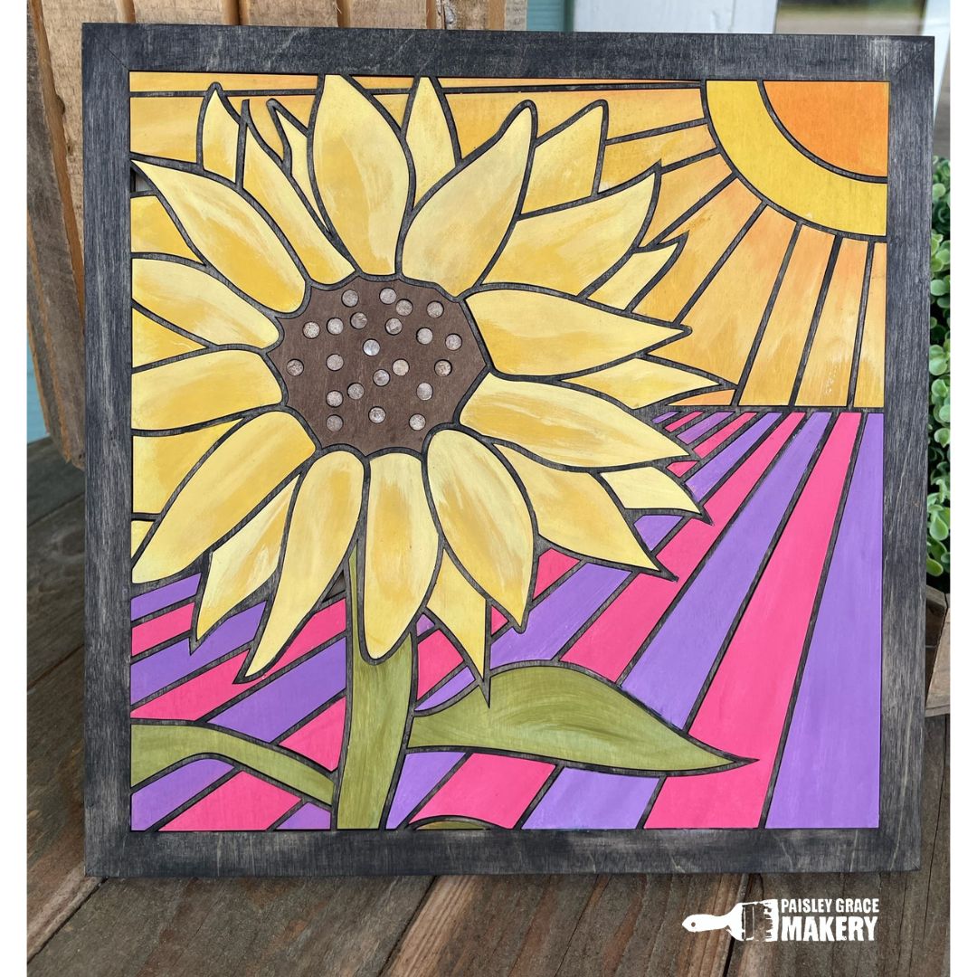 Sunflower in Field Patchwork Laser Design P03763