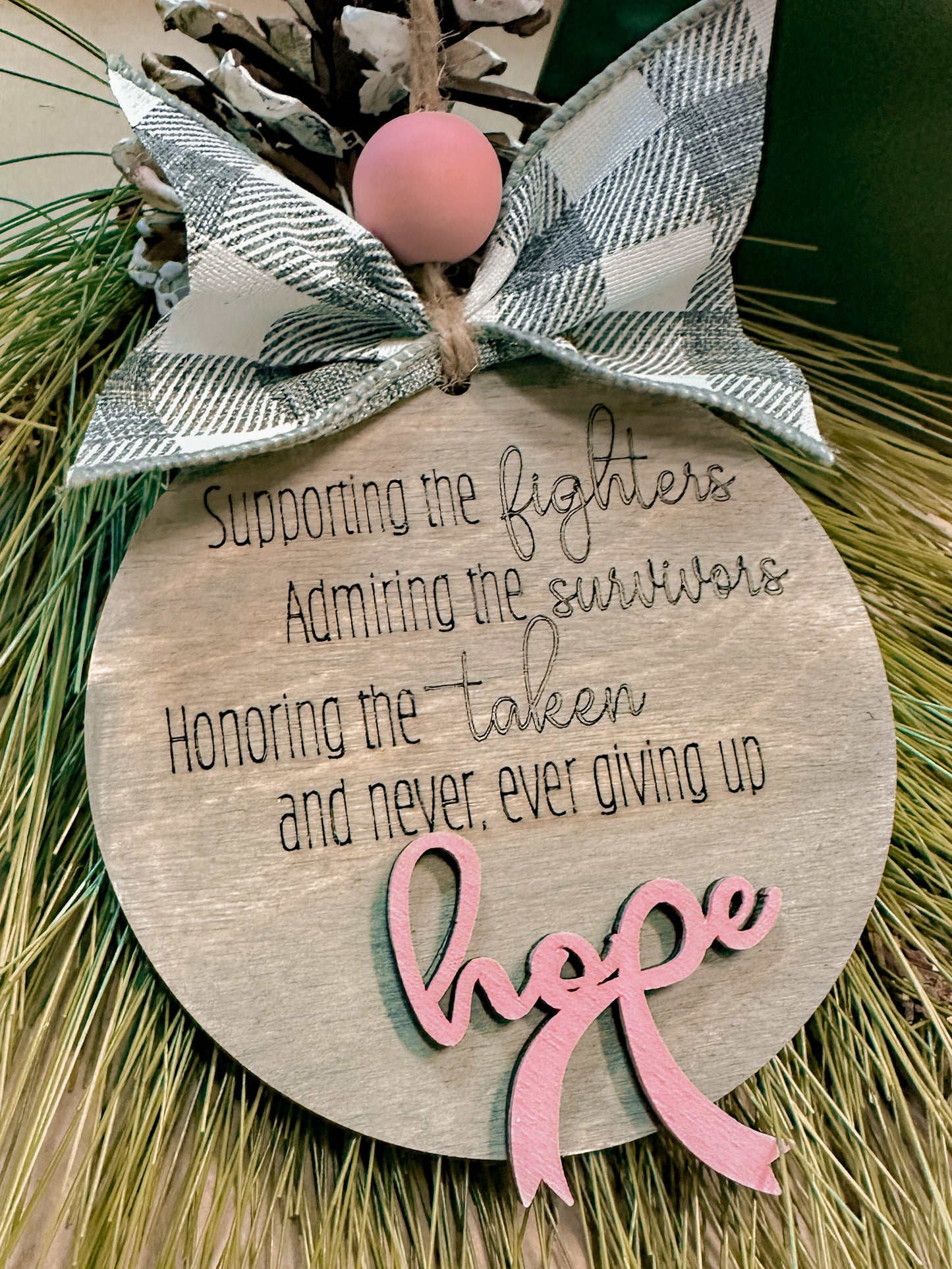 Supporting the Fighters... And never giving Up Hope Cancer Awareness Ornament P02961