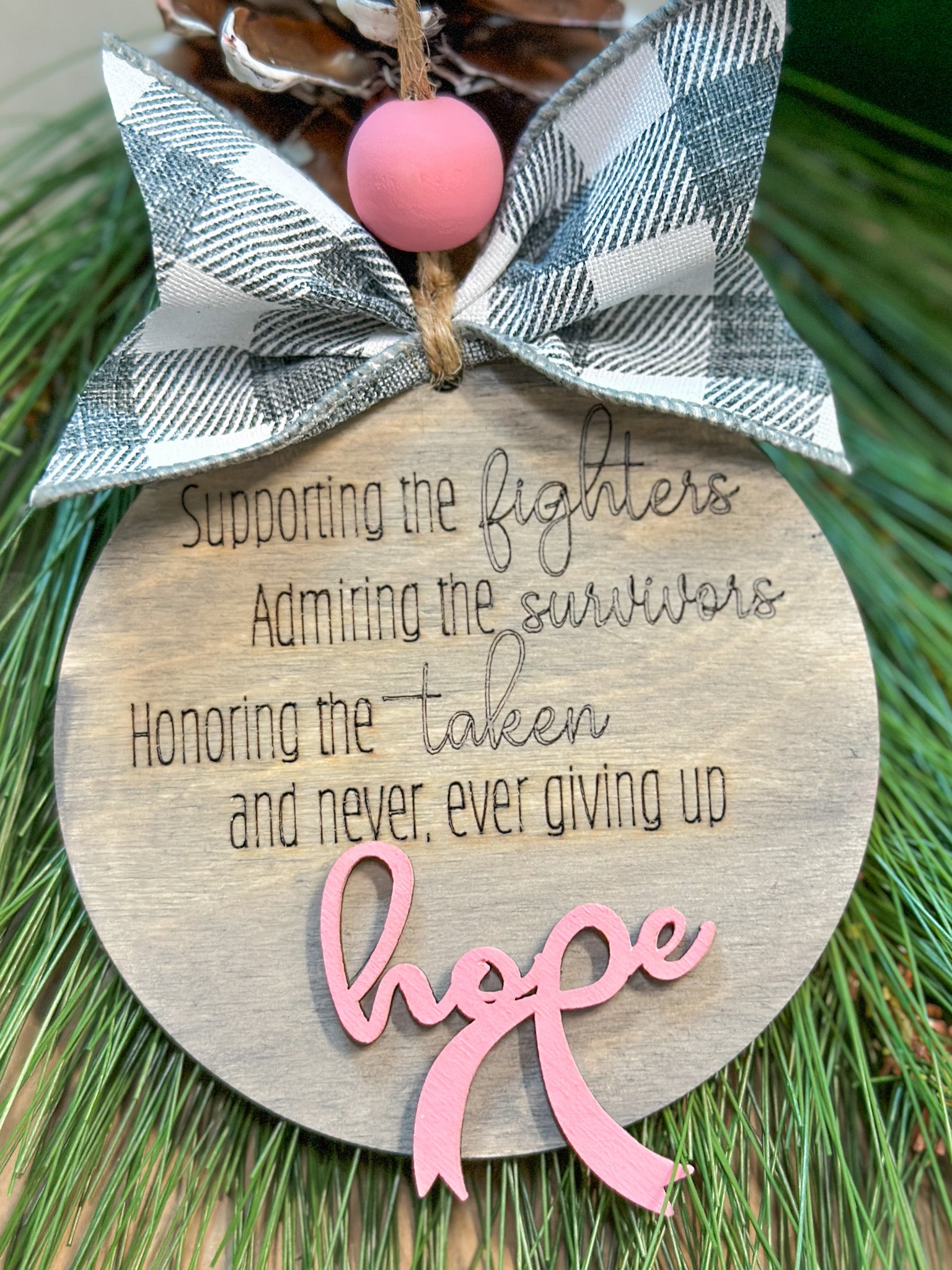 Supporting the Fighters... And never giving Up Hope Cancer Awareness Ornament P02961