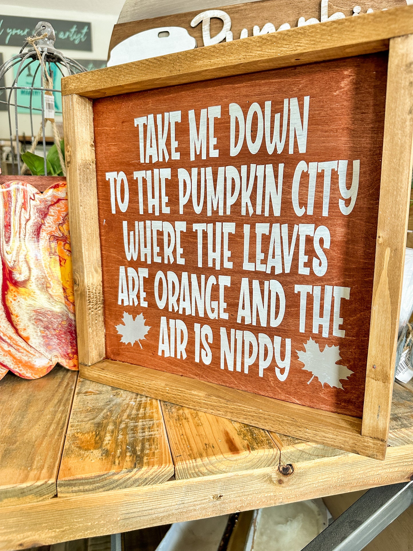 PAINTED Take Me Down to the Pumpkin City Where the Leaves Are Orange... SQUARE DESIGN P02927