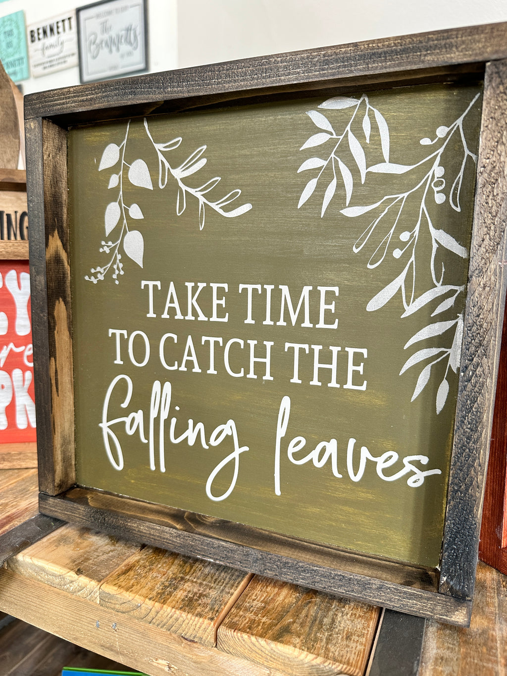 Take Time to Catch the Falling Leaves Square Design P02930