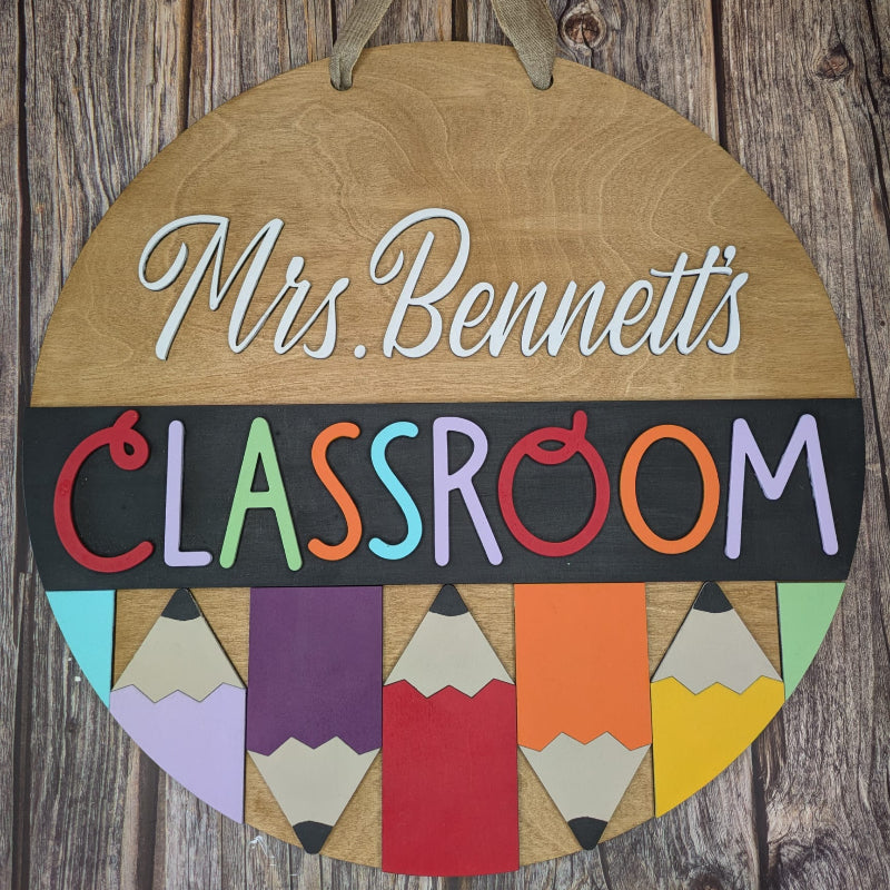 Teacher Pencils 3D Round DOOR HANGER - P014248