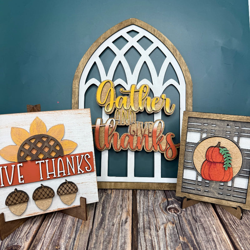 Thanksgiving Inserts for Seasonally Changeable Shelf Trio - G17
