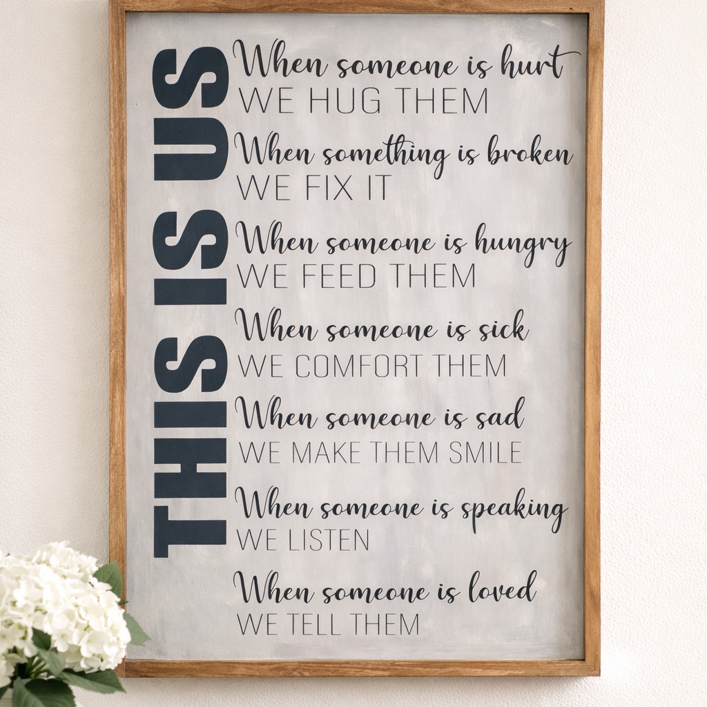 This is Us when someone is hurt we hug them family mantra DIY Craft Kit, Workshop. Fernandina Beach, Family fun in Fernandina Beach.