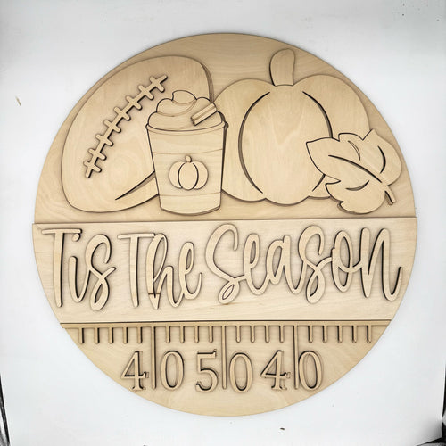 Tis The Season Football & Fall 3D Door Hanger, door hanger, view 2