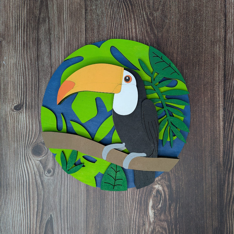 Toucan Layered 10" Small  Round 3D LASER PROJECT - P014204