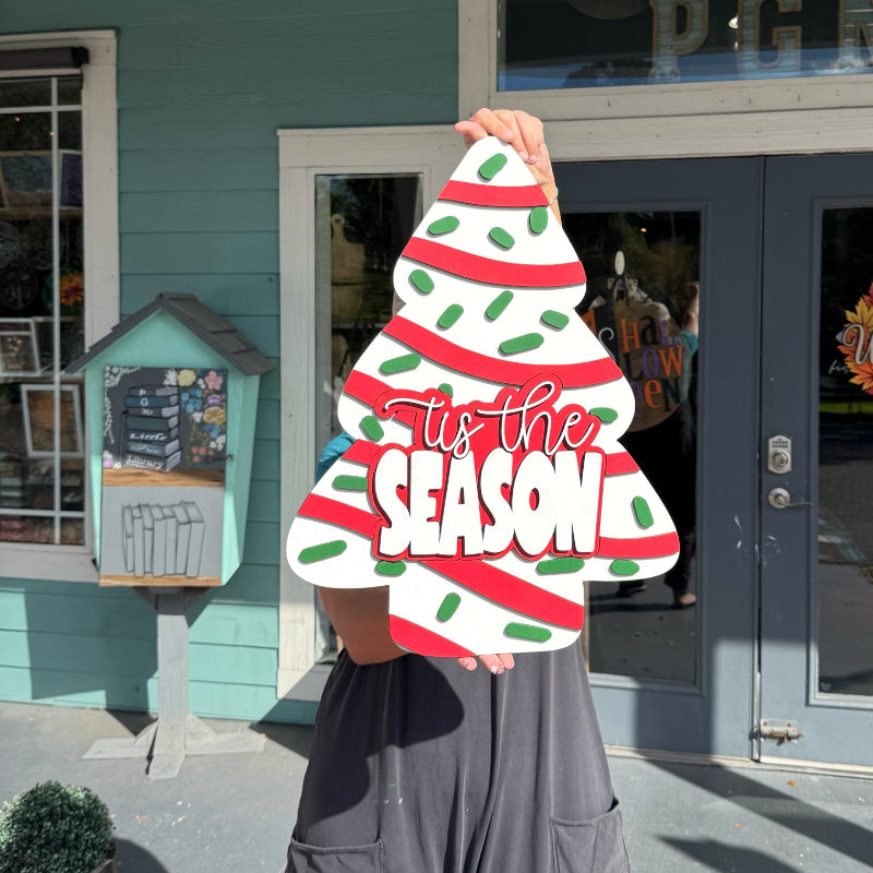 christmas tree cake door hanger