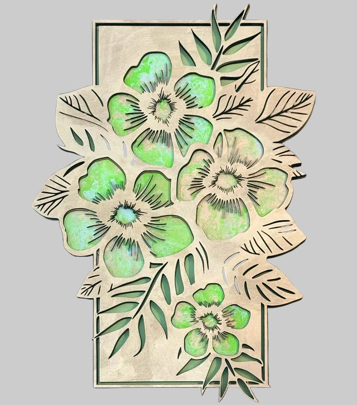 Tropical Floral Paint Pour 3D LASER PROJECT G491
