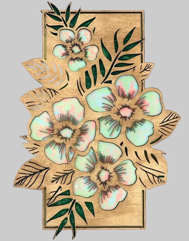 Tropical Floral Paint Pour 3D LASER PROJECT G491