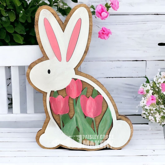 Tulip Layered Bunny Cut Out Approx 18" P03598