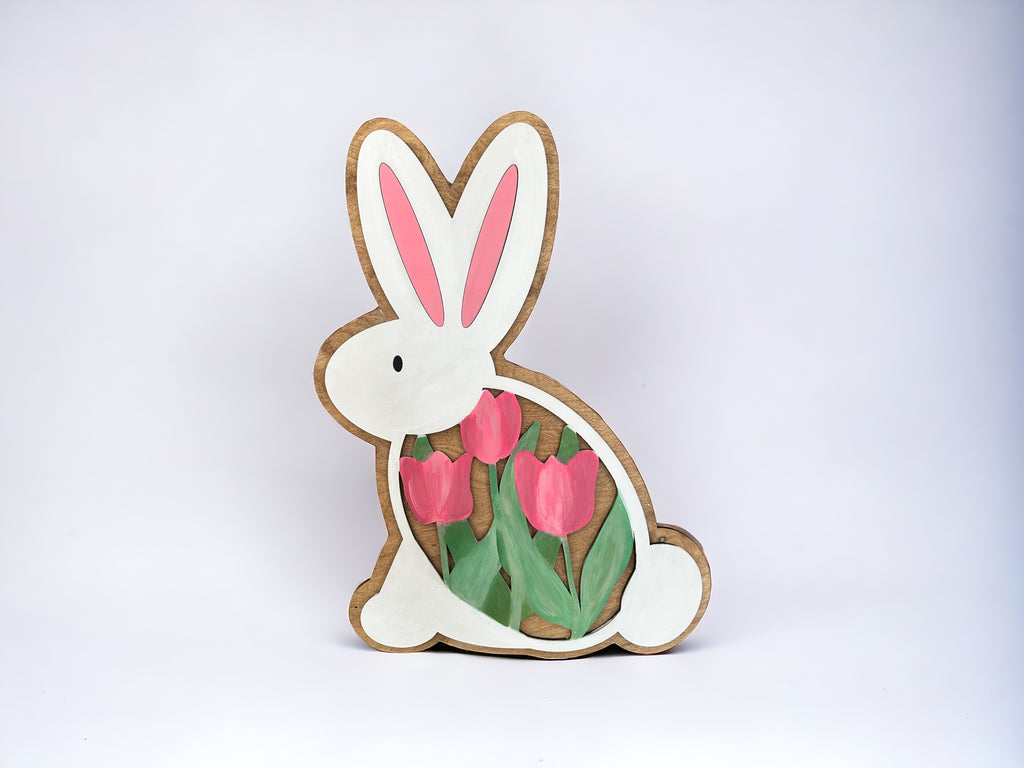 Tulip Layered Bunny Cut Out Approx 18" P03598