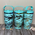 Turtle Full Wrap 30 oz Teal with Copper Core Flip Top with Lid Handle P014019