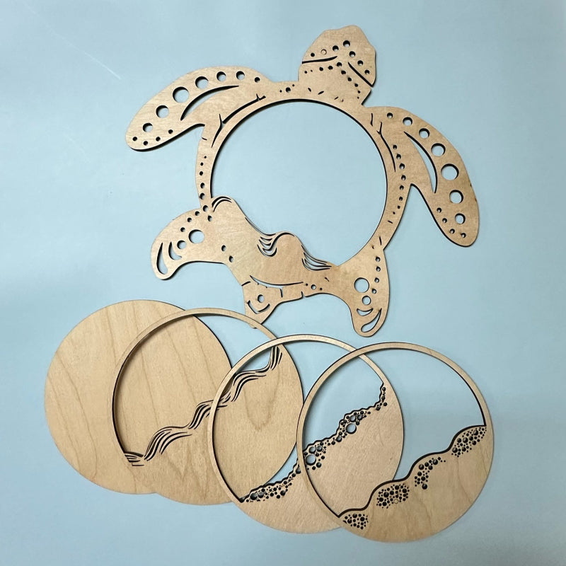 Turtle Ocean Layered Mini Door Hanger P2644 3D Sign
