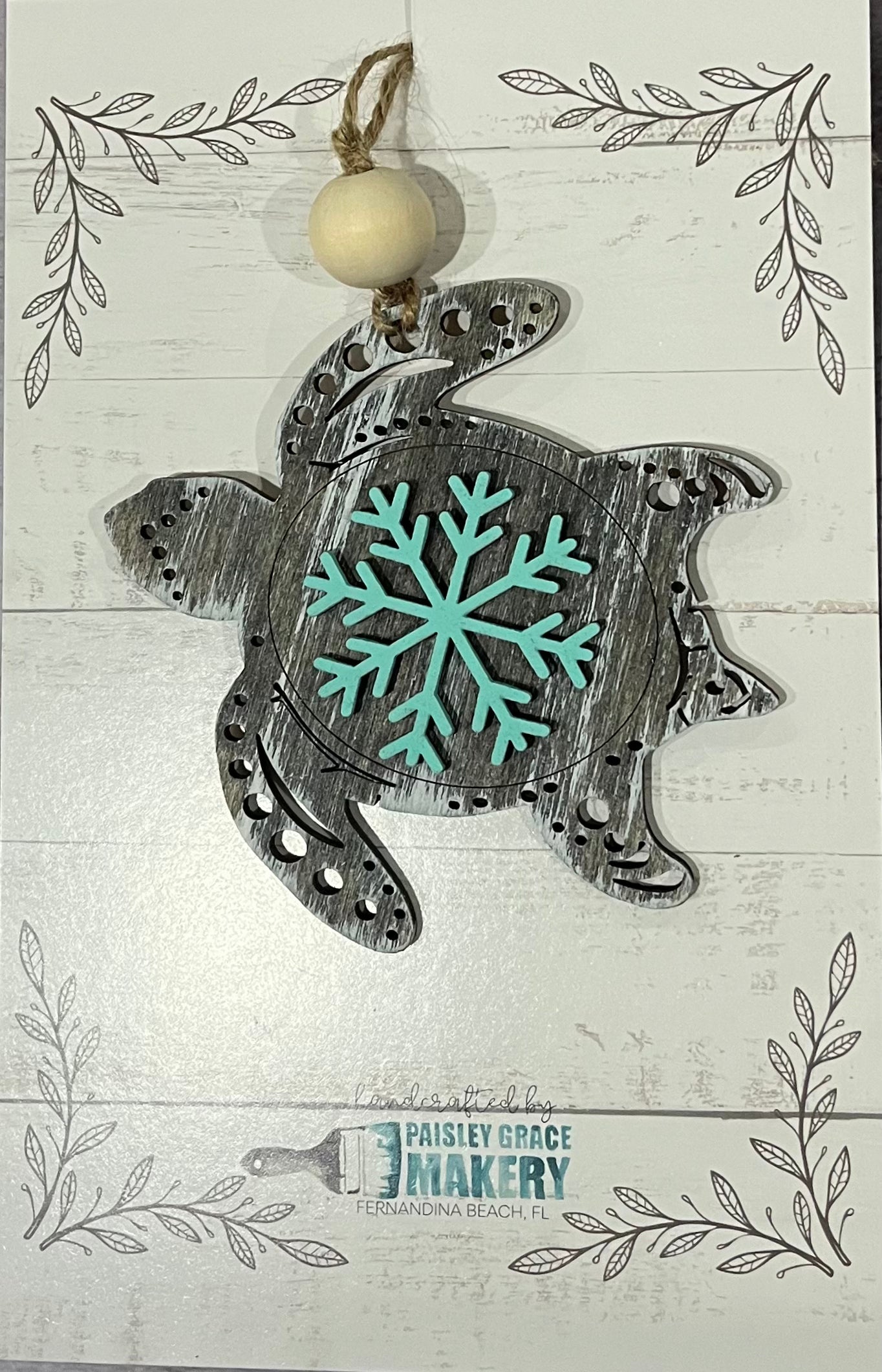 Turtle with Snowflake Ornament P03009