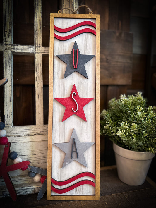 PAINTED* USA Hanging Plank P2643 3D Sign