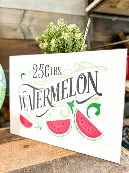 PAINTED Watermelon Vintage Sign 12x16 Sign