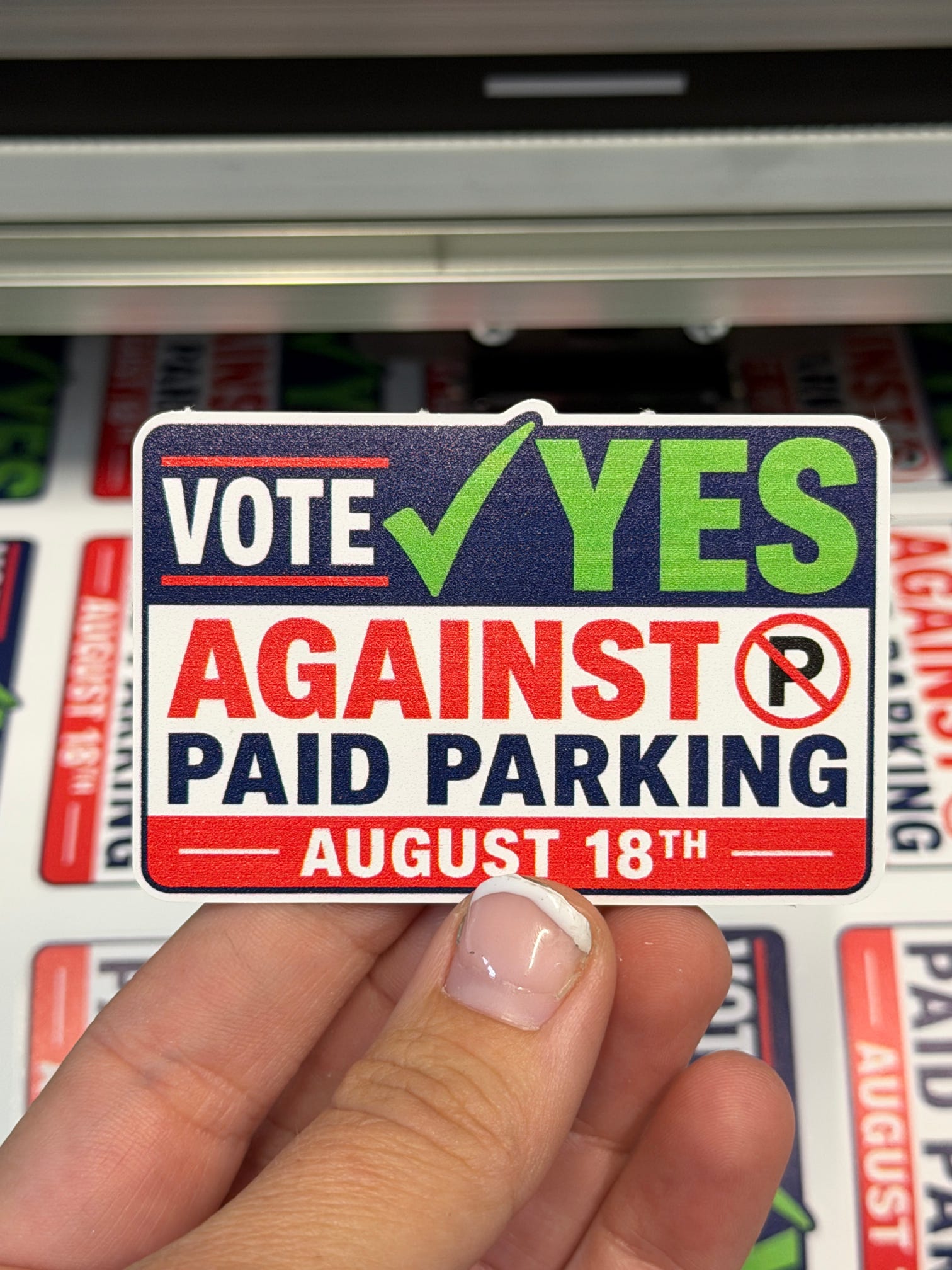 Vote YES Against Paid Parking 2.75" Sticker G0600