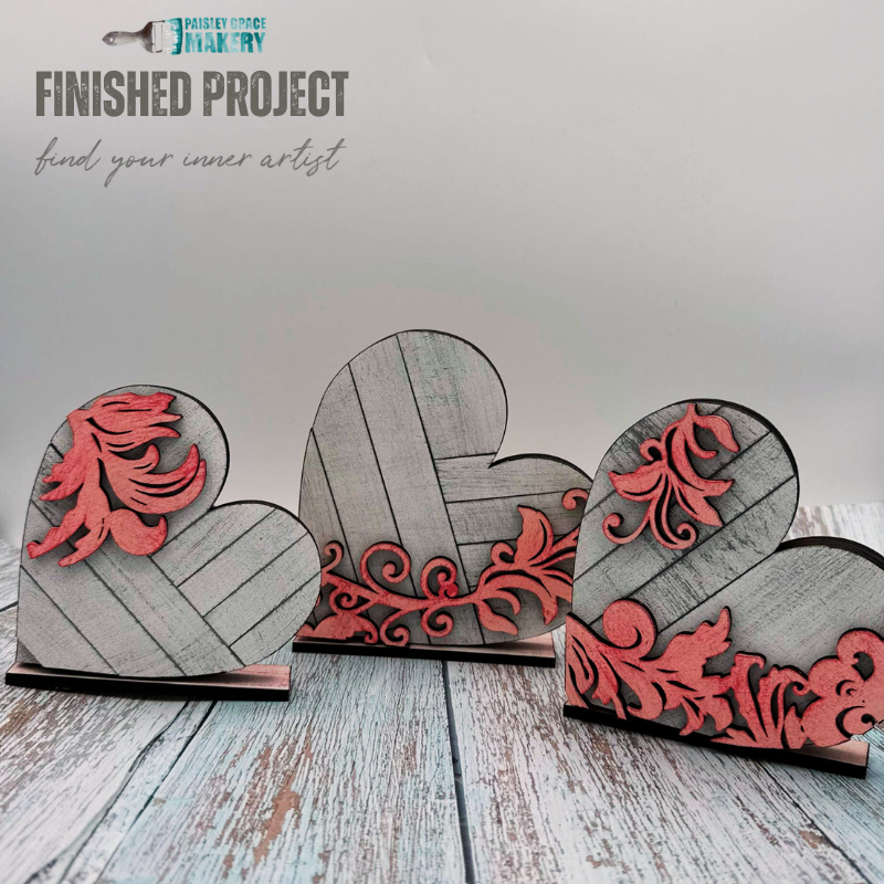 Heart 3D LAYERED Trio Painted PROJECT G308