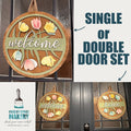 Welcome Or Welcome Home with Tulips Double Door Set 3D DOOR HANGER DESIGN P03595