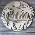 Welcome Beach Chairs and Palms 3D DOOR HANGER - P014172