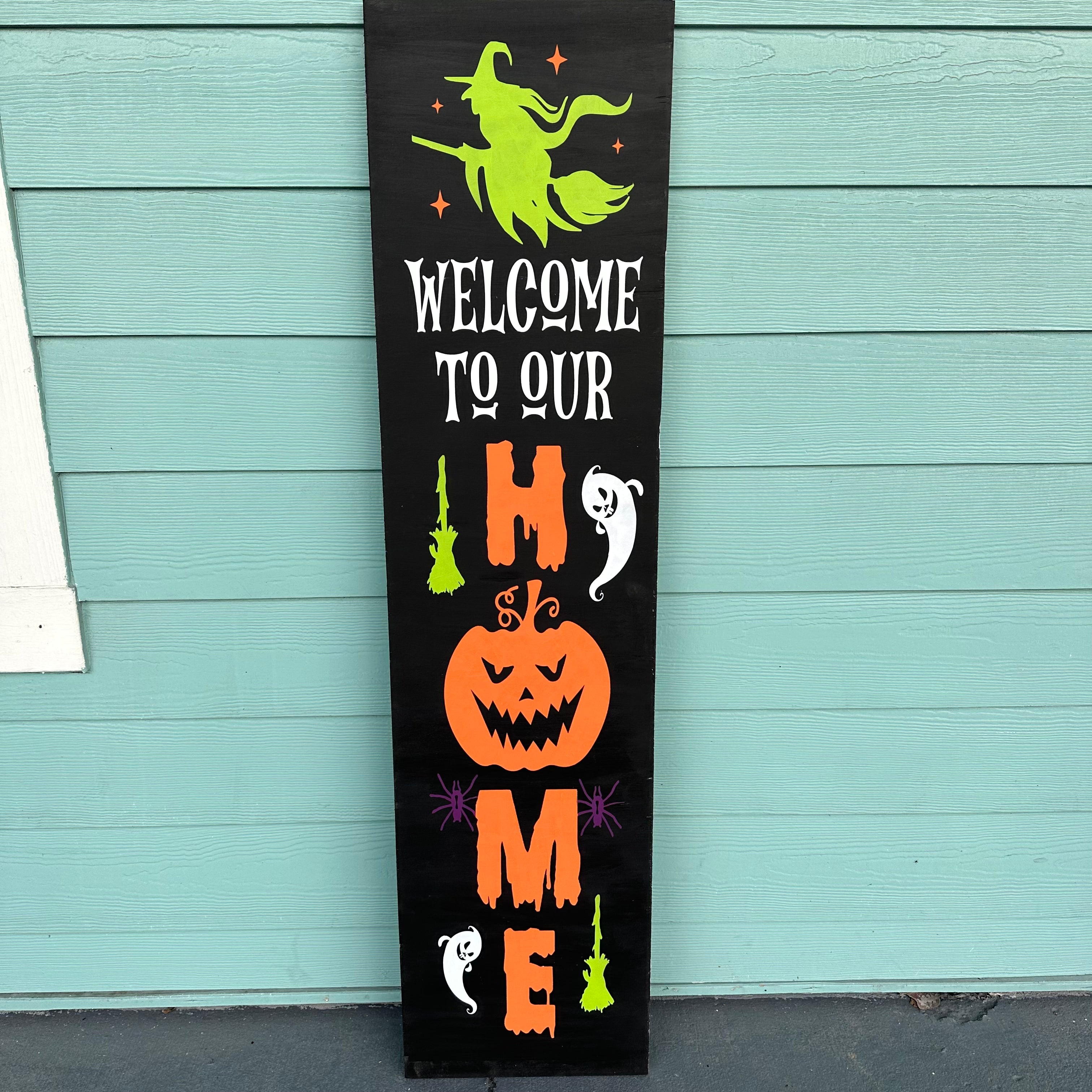 Welcome to Our Home Halloween Porch Sign Plank Design P02988