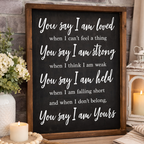 Framed quote on a wooden surface with decorative items. DIY Kit. Handmade. Fernandina Beach. Faith Art.  Christian Artwork.