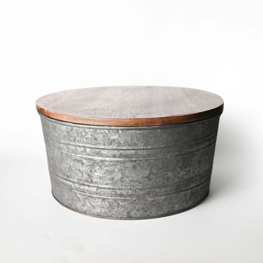 Metal Bucket & Wooden Lid- Candle Bar Wax Bead Container