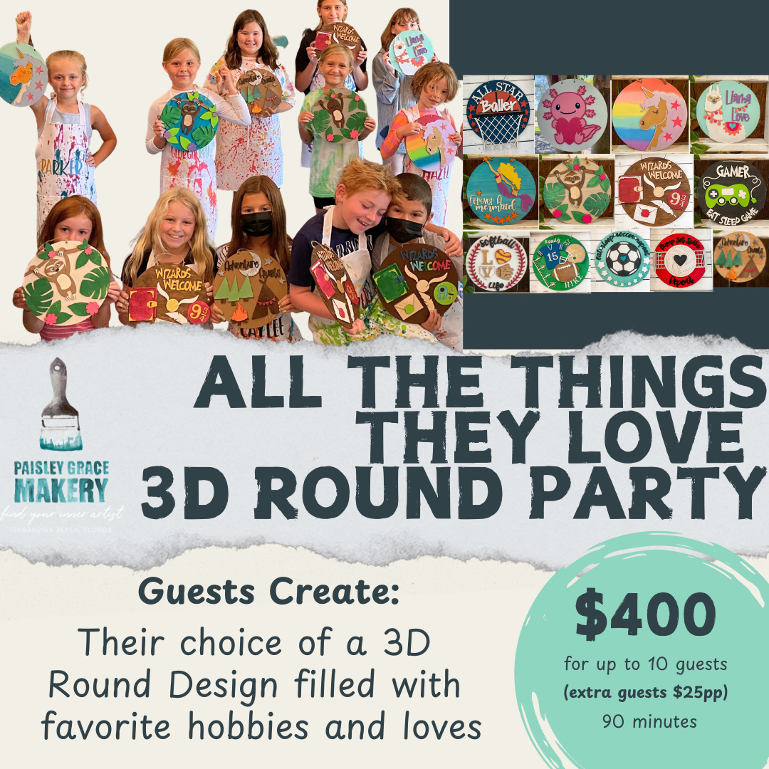 BOOK AN ALL THE THINGS THEY LOVE 3D ROUND PARTY