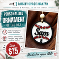 Personalized Baseball Name and Number Ornament G0759
