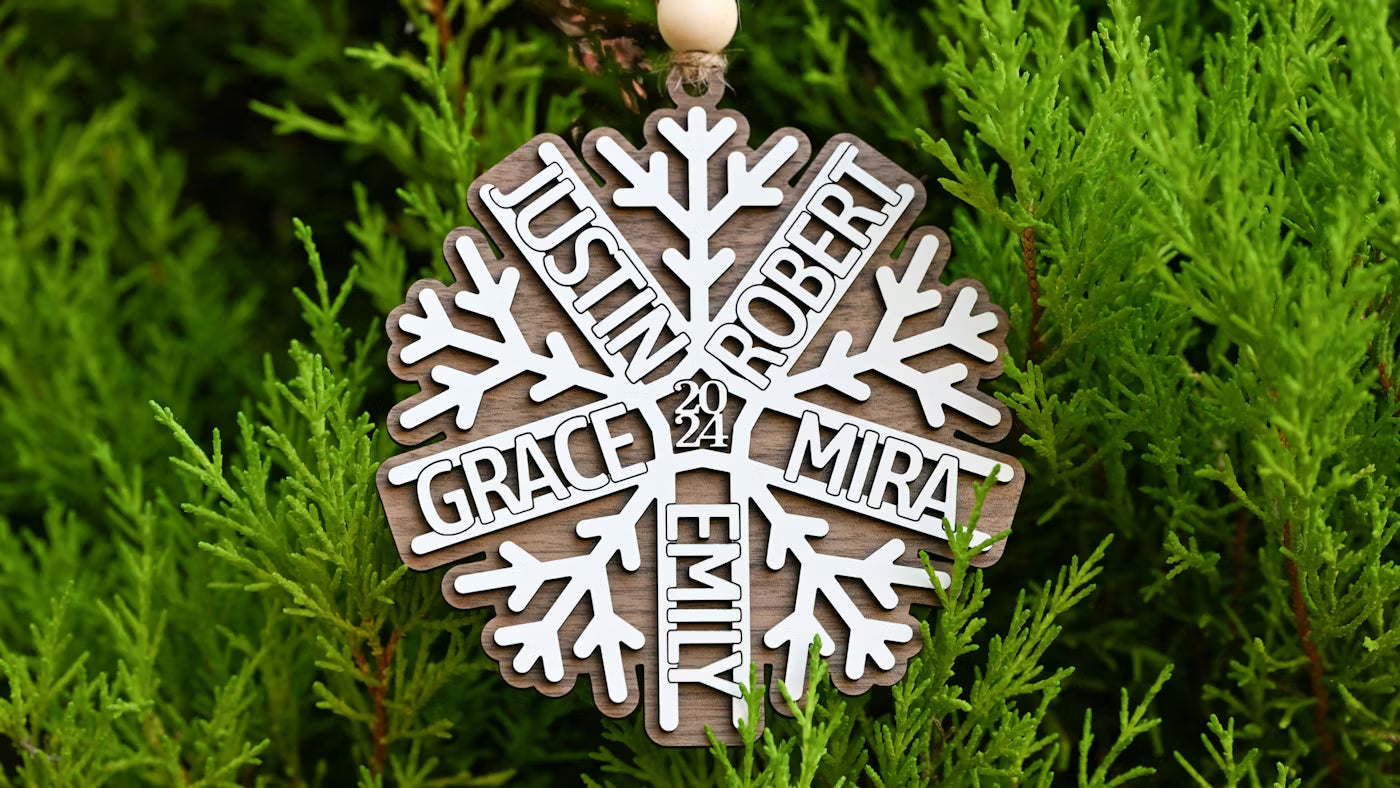 Personalized Snowflake Ornament- Family, Coworkers, Friends