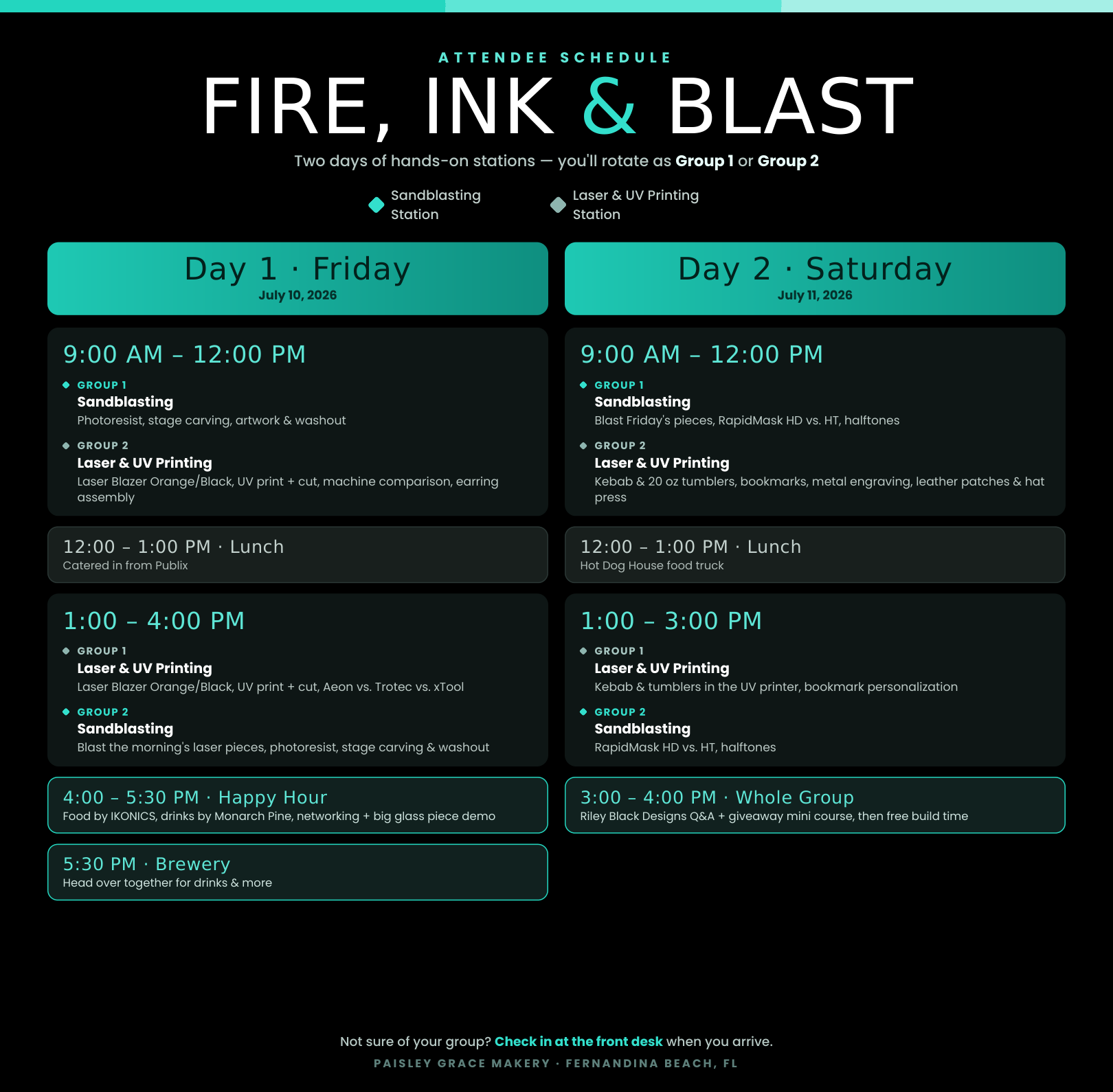July 10th and 11th 2026 Fire, Ink and Blast Hands On Workshop with Ikonics, PDS Equipment and Trotec