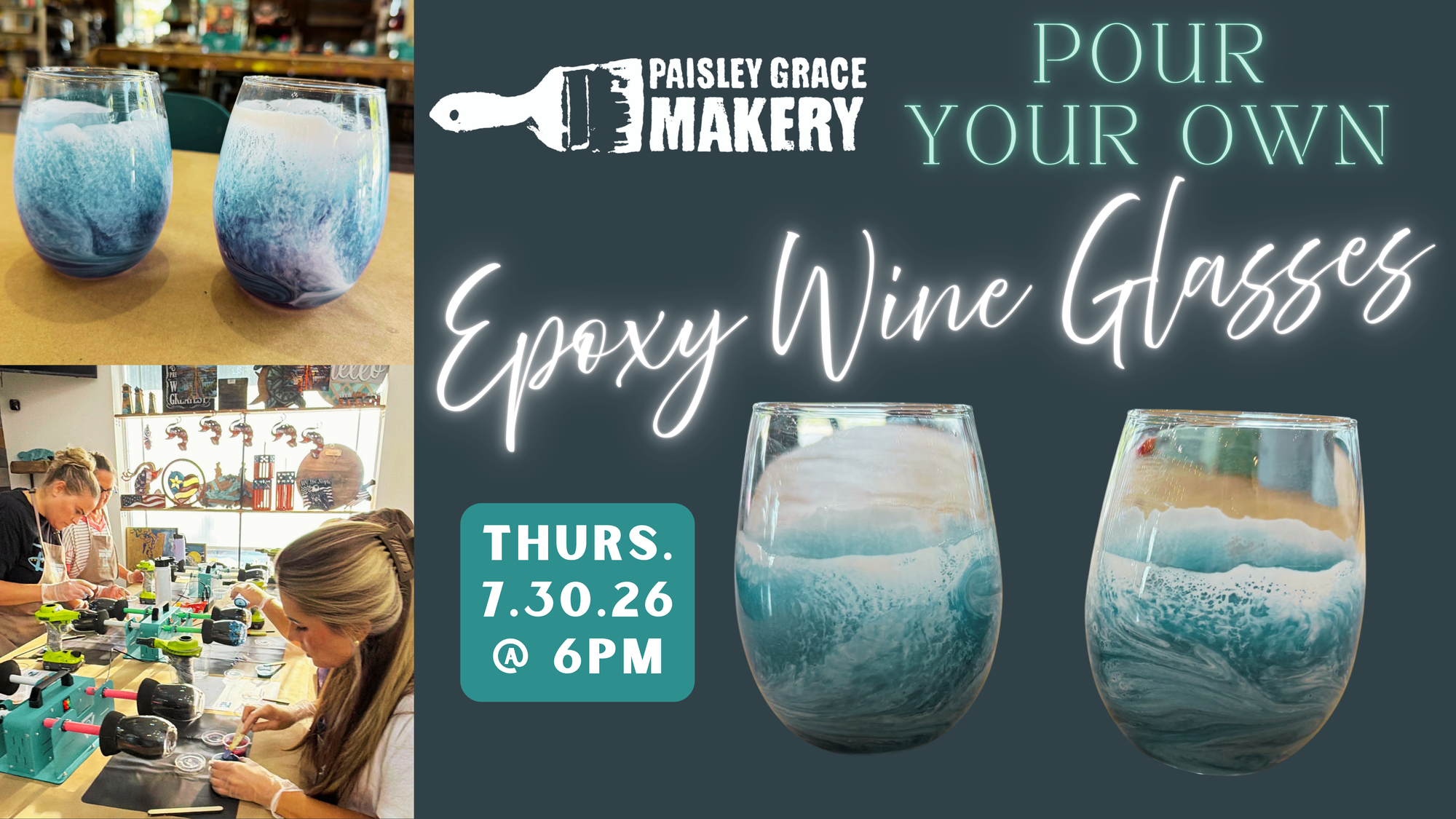 07.30.26 @ 6pm Epoxy Stemless Wine Glass Class (Covers 2 Glasses for 1 person) (Copy)