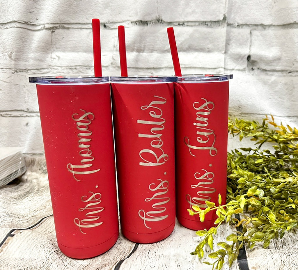 Cursive Name Skinny Soft Matte 20 oz Cups