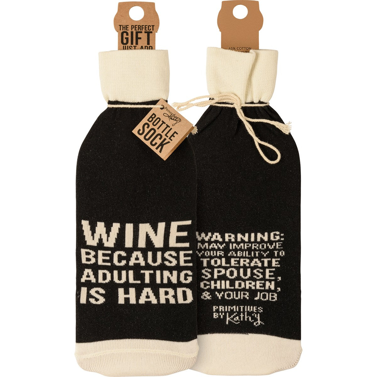 Wine Because Adulting Bottle Sock
