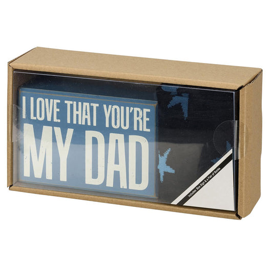 Love That You're My Dad Box Sign And Sock Set Box Sign & Sock Set