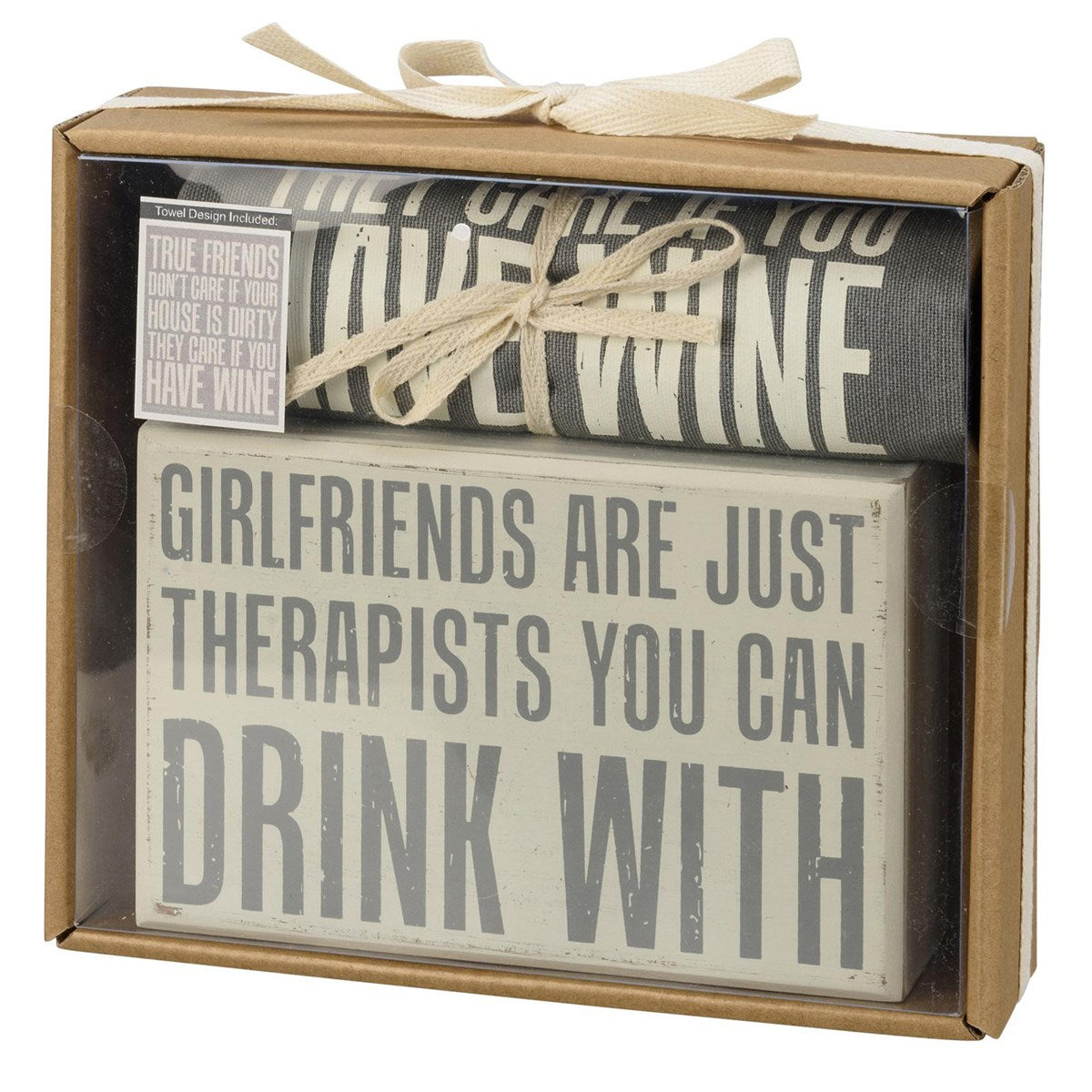 Friends are Just Therapists You Can Drink With Box Sign & Towel Set