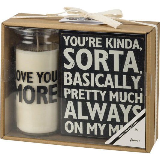 Love You More Box Sign & Candle Set