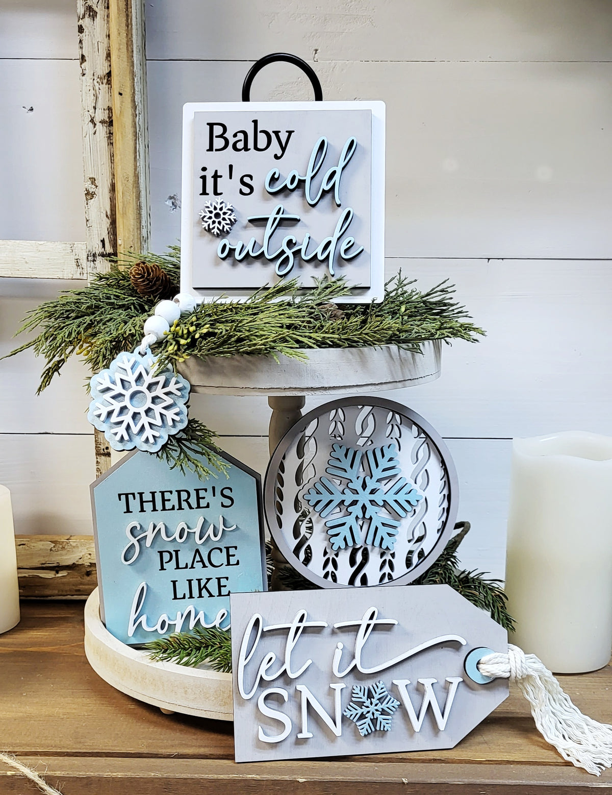 Let It Snow: Tiered Tray Collections - Paisley Grace Makery