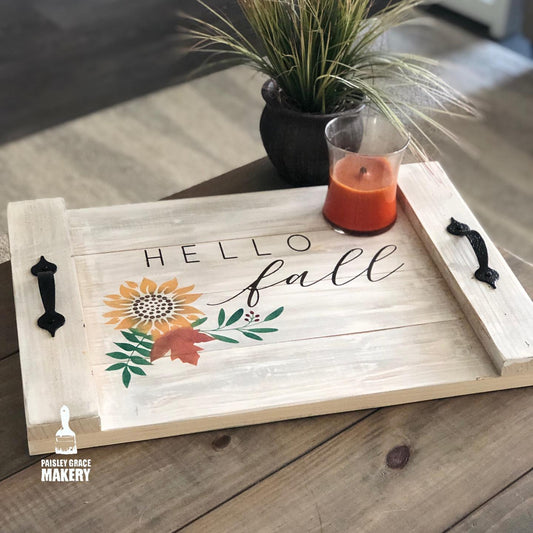 Hello Fall with Florals: FARMHOUSE TRAY DESIGN - Paisley Grace Makery