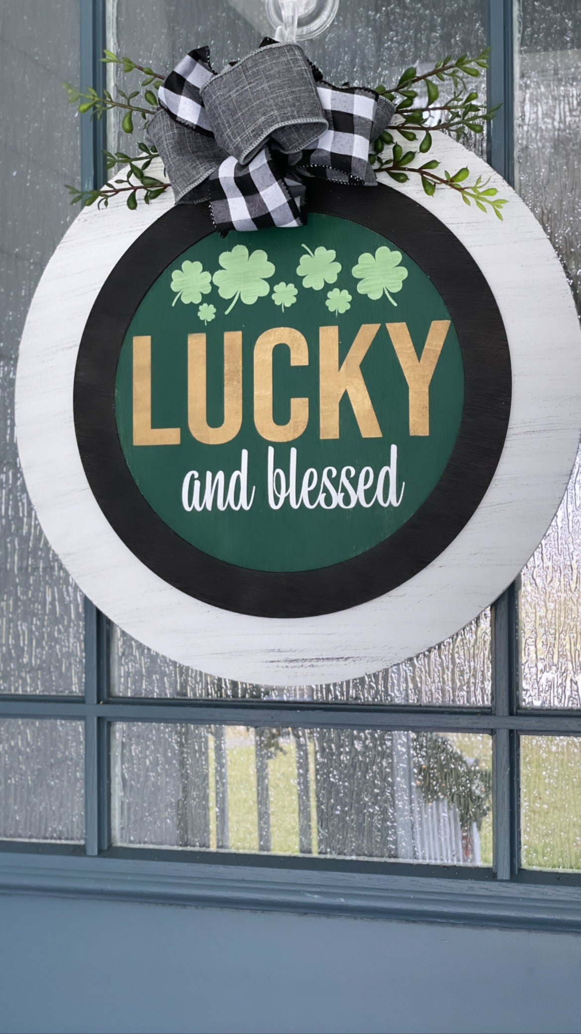 Lucky and Blessed: Swappable Round Door Hanger Insert - Paisley Grace Makery