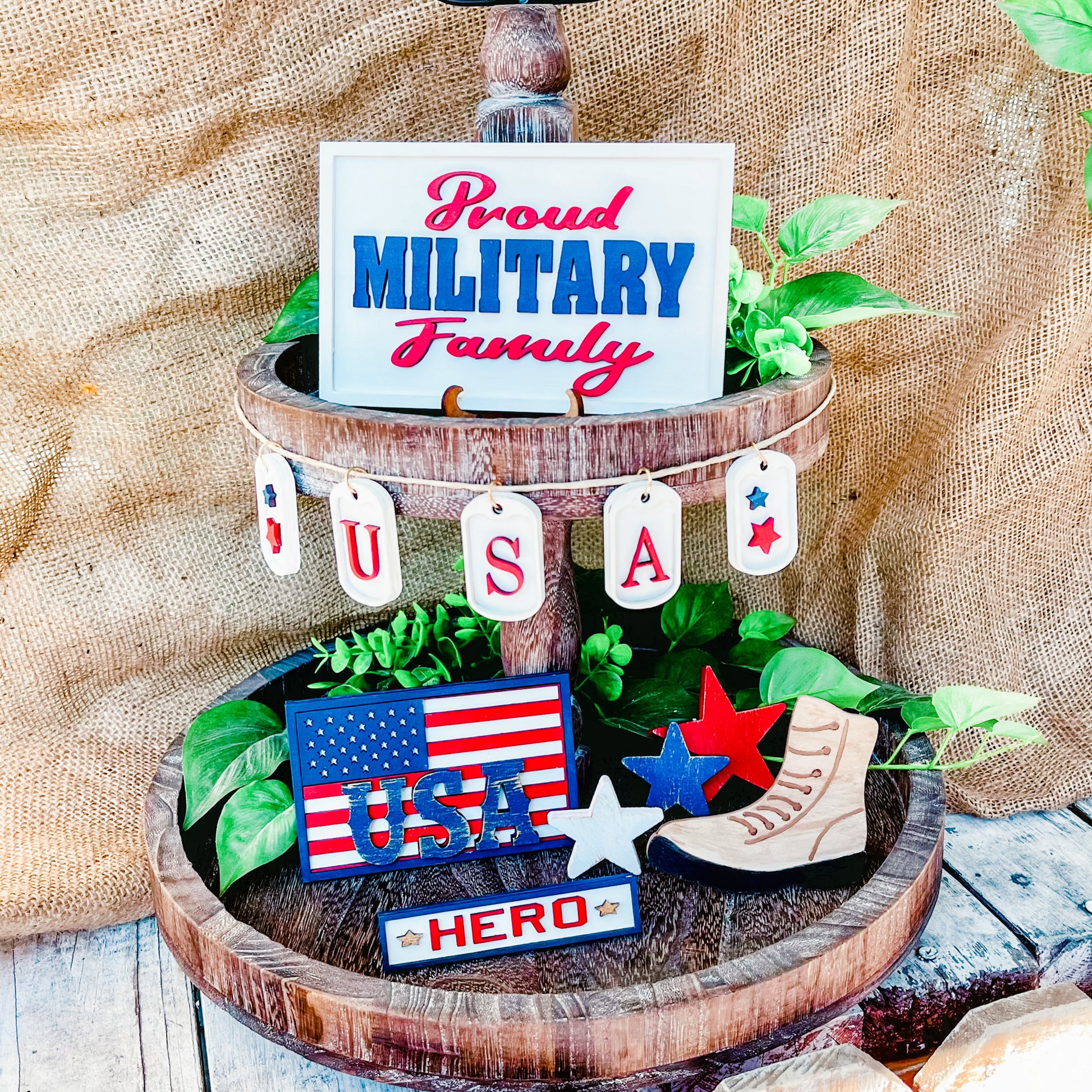 Proud Military Family: Tiered Tray Collections - Paisley Grace Makery