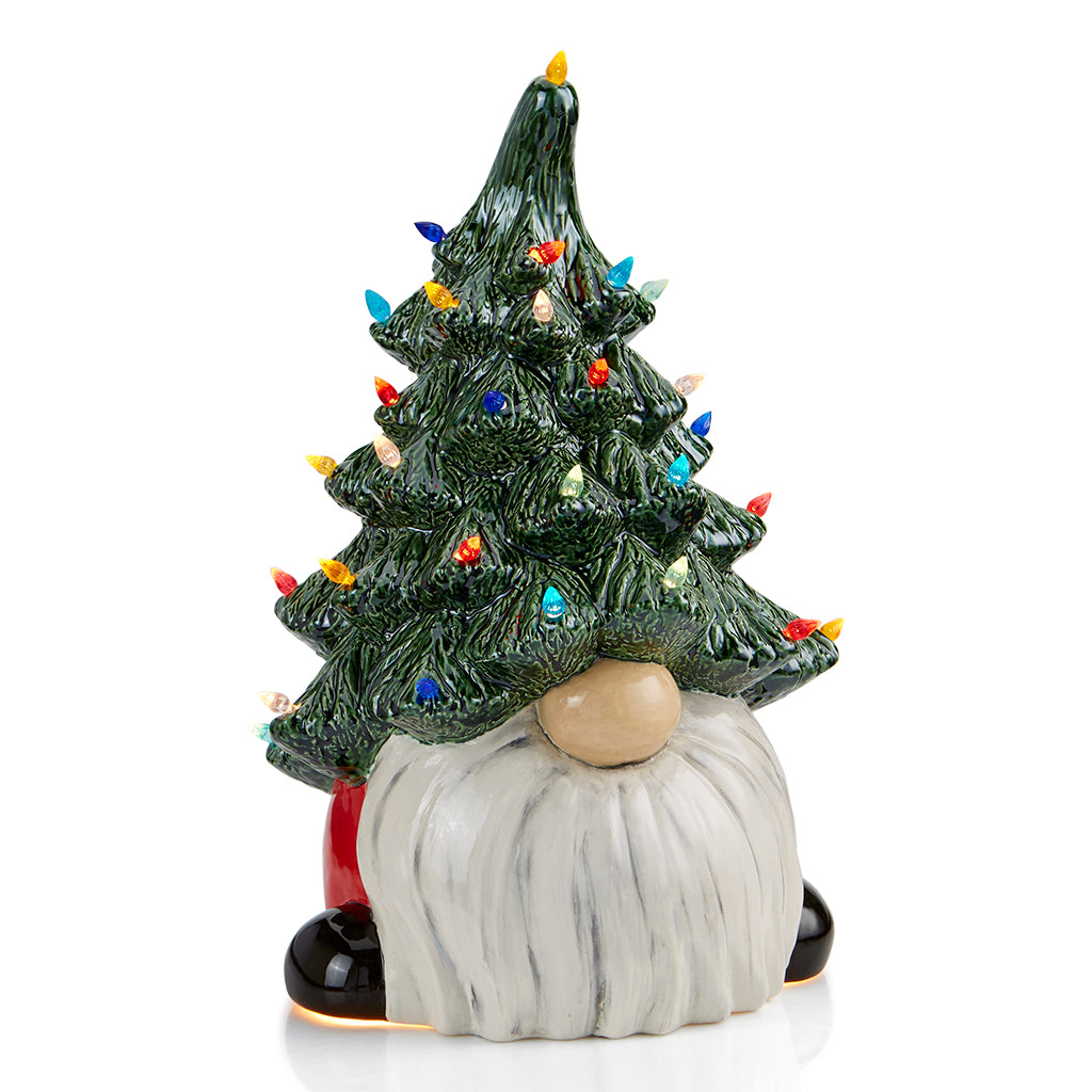 Christmas Tree Light Up Gnome 13.5"H x 8.25"W: Ceramics - Paisley Grace Makery