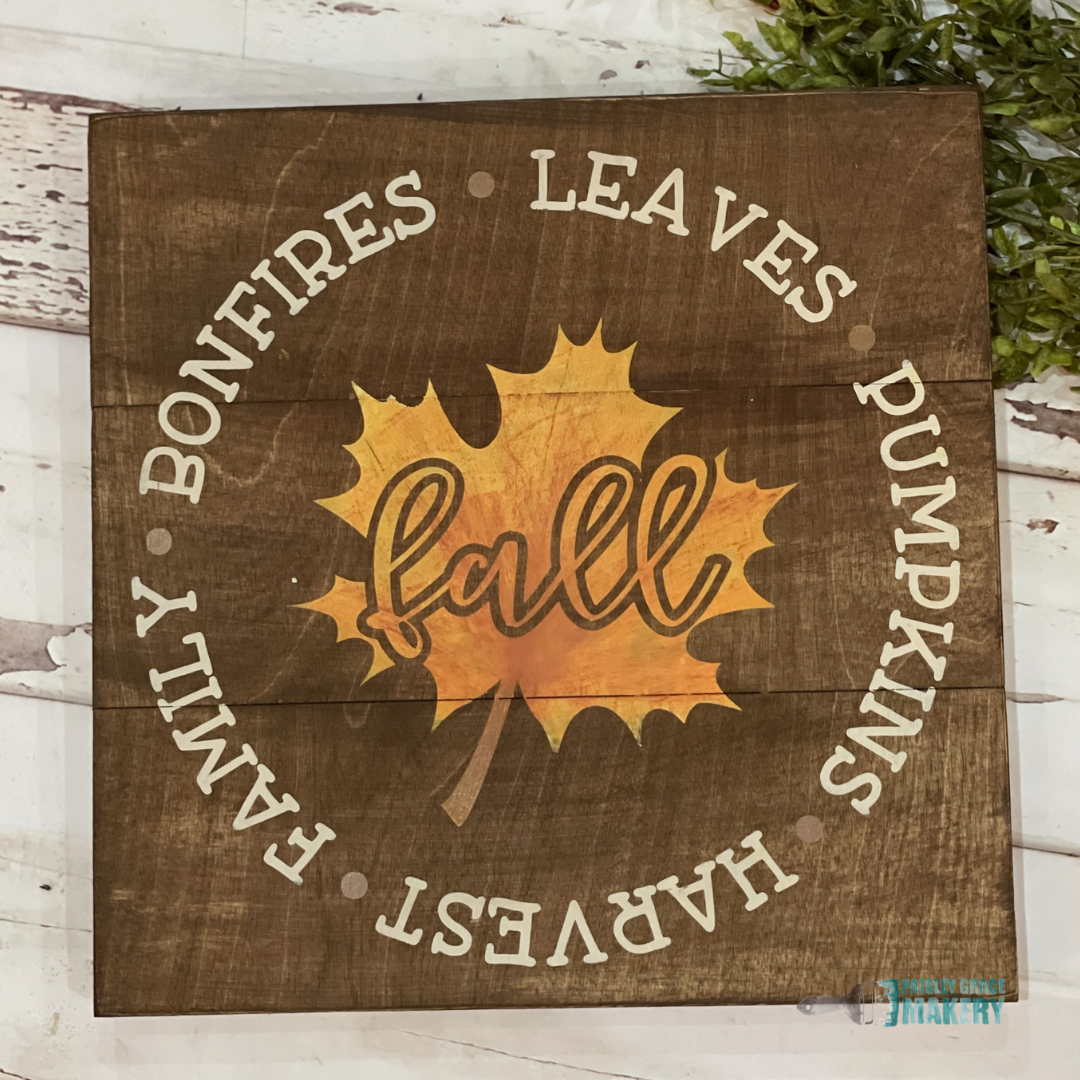 Maple Leaf with Fall Words: SQUARE DESIGN - Paisley Grace Makery