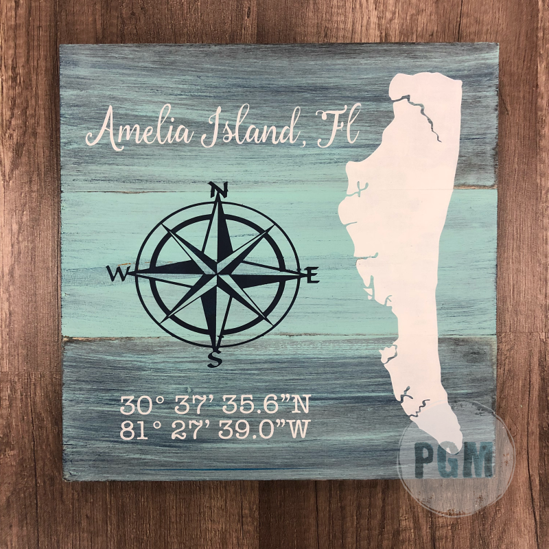 Amelia Island with coordinates: SQUARE DESIGN - Paisley Grace Makery
